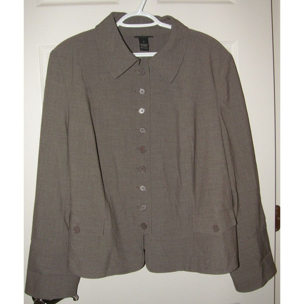 LANE BRYANT Brown Plus Sz 22 Church Office Stretchy Blazer Suit Jacket Pockets
